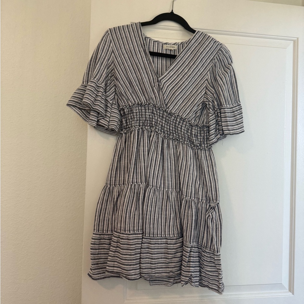 Max Studio Black and White Striped Mini Dress